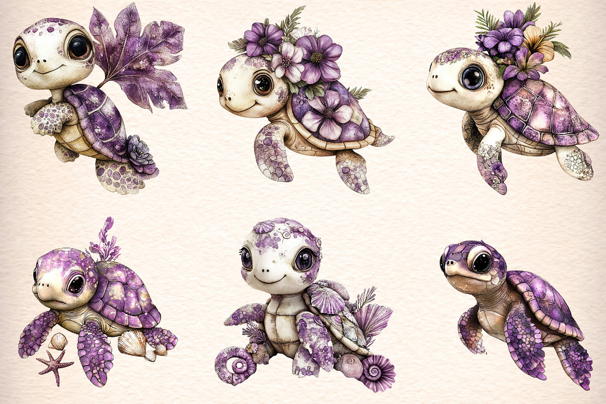 summer sea turtle clipart, an Illustration by GatewayDesign (Photo 3 of 9)