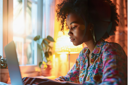 Focused Young Woman Working on, a School & Education Photo by Lermont51