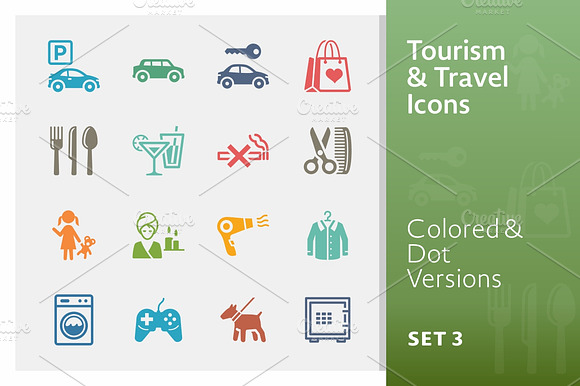 Tourism Travel Icons 3 Colored