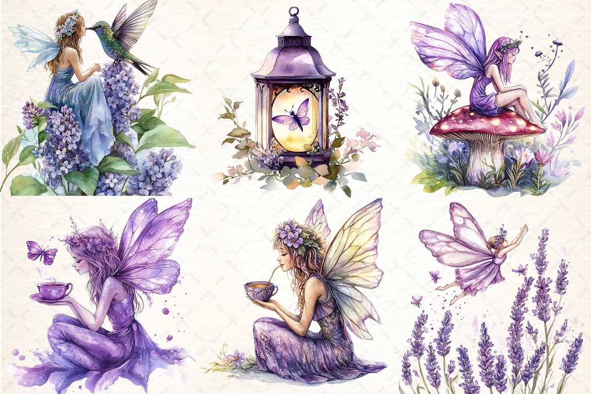 Magical Garden & Purple Fairy Clipar, an Illustration by DreamCafeArt (Photo 2 of 5)