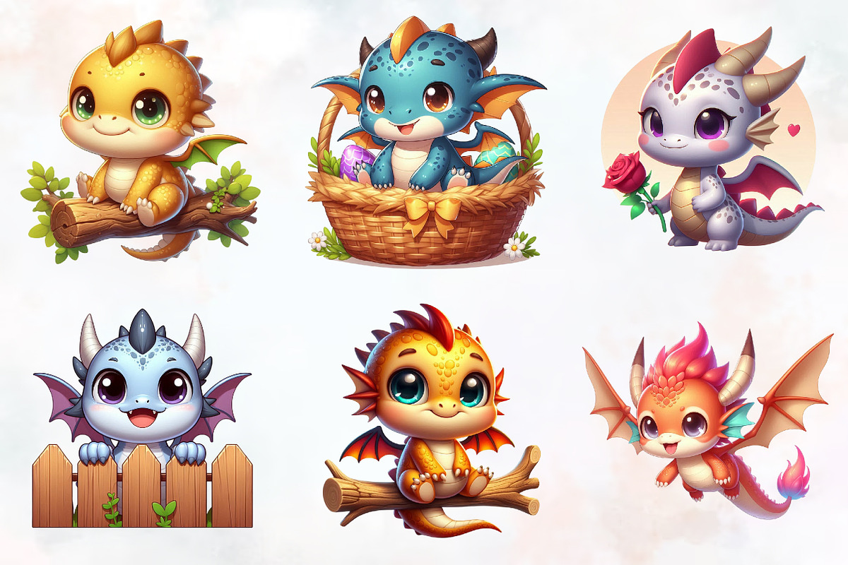 Cute Baby Dragon Clipart, an Animal Illustration by RobertsArt (Photo 3 of 7)