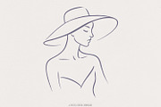 Elegant Woman With Hat Line Art, an Illustration by SharpMarketplace (Thumbnail 1 of 9)