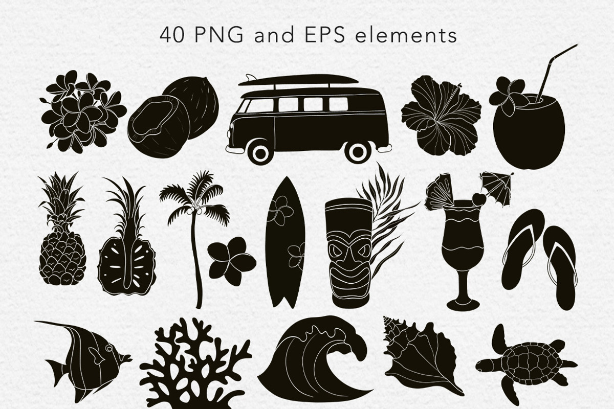 Aloha Hawaii vector illustrations, a Pattern Graphic by Mari_Caliart (Photo 4 of 10)