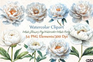 White Flowers Png Watercolor White P, an Illustration by DreamCafeArt