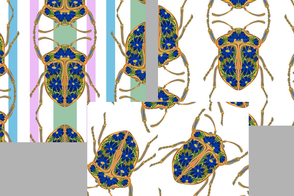 Cornflower Beetle Seamless Vector, a Pattern Graphic by NayaChu (Photo 4 of 9)