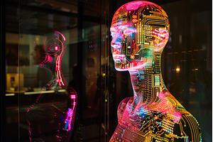 Futuristic Double Exposure Robot, a Technology Photo by Lermont51