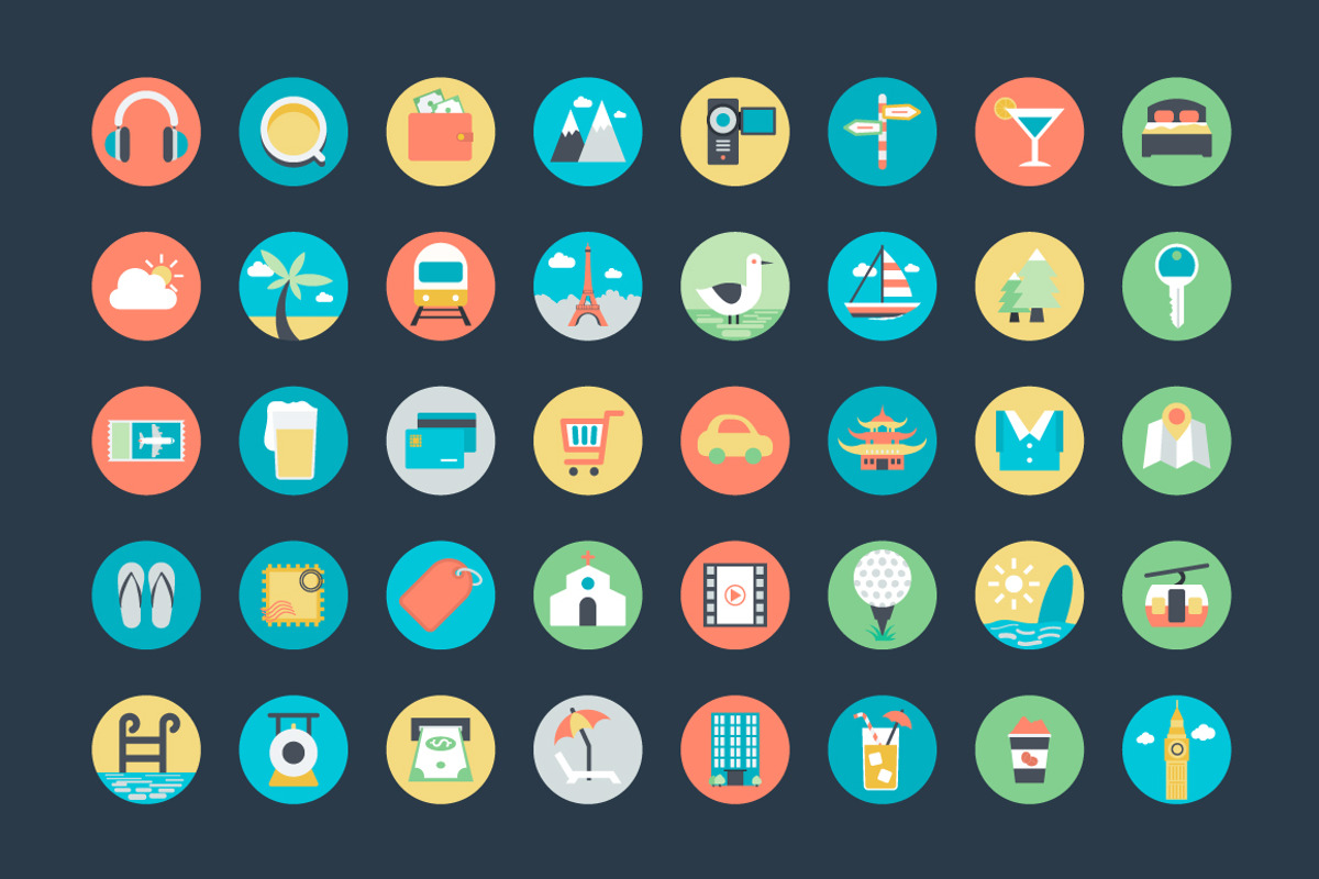 100+ Flat Travel Icons, a Duotone Icon by Vectors Market (Photo 2 of 4)