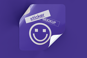 Square Adhesive Sticker Mockup