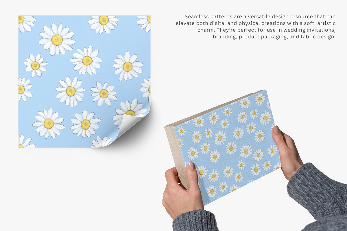 daisy seamless pattern, a Decorative Illustration by Pink Studio Art (Photo 4 of 5)