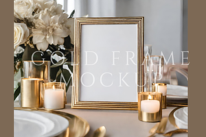 Gold Frame Wedding Sign Mockup