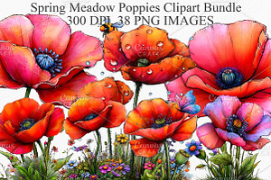 Spring Meadow Poppies Clipart Bundle, an Illustration by Canvas Craft
