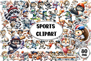 Bright animal sports clipart, an Animal Illustration by ElenazlataArt