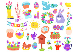 Cute Easter Elements, Hand Drawn