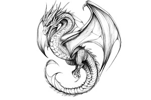 Elegant Dragon Tattoo Sketch Design