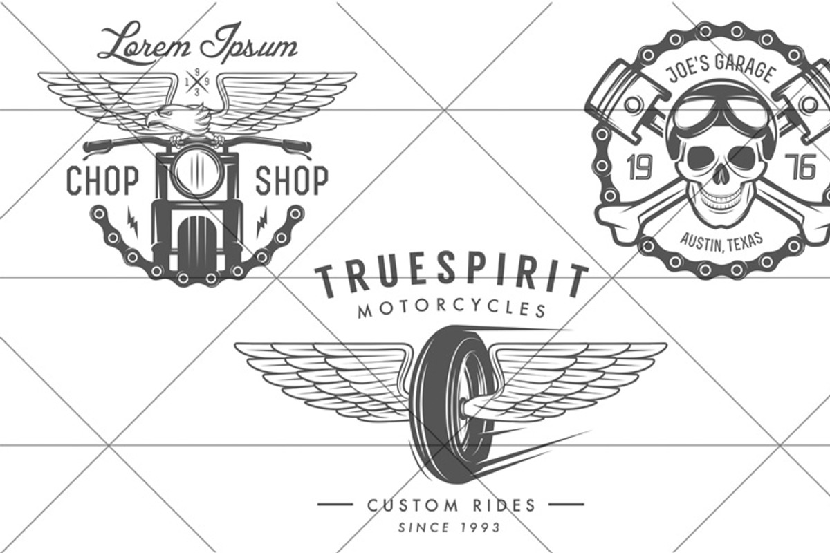 Vintage biker logos (Set #3), an Illustration by 1baranov