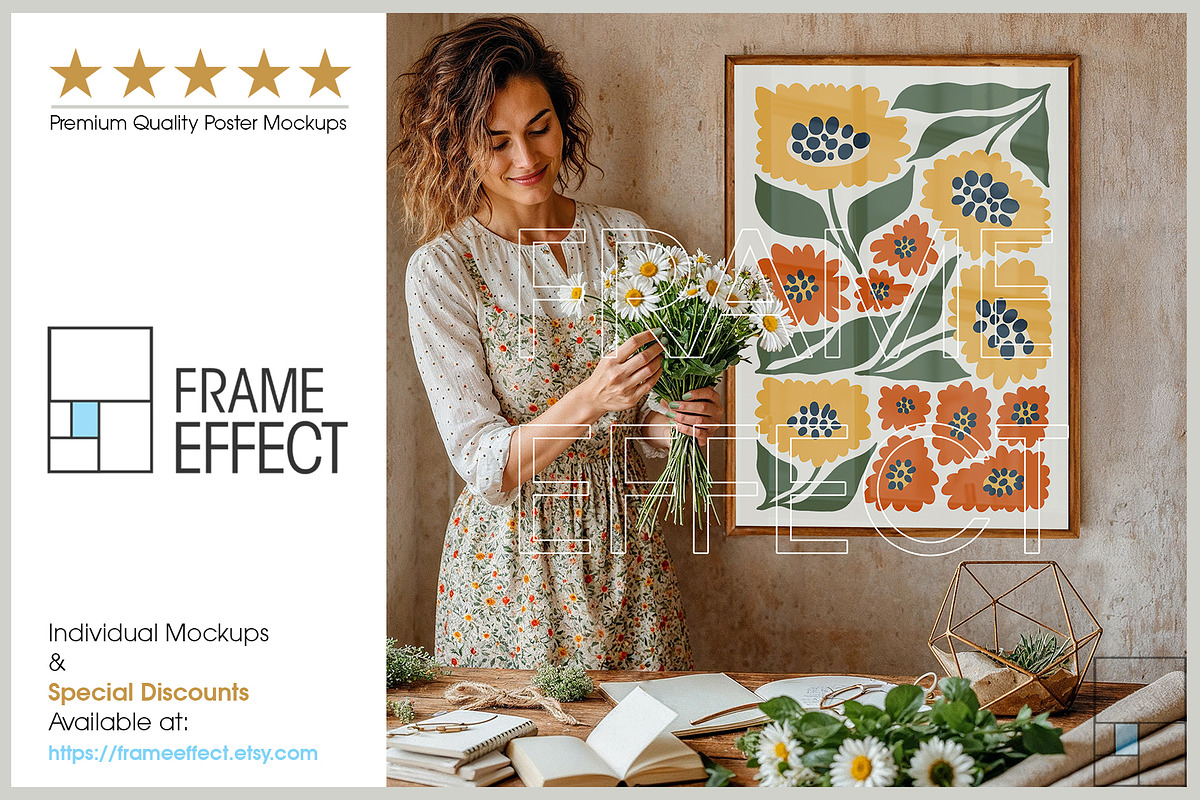 6 Floral Poster Mockups Bundle, a Household Mockup by Frame Effect (Photo 8 of 8)