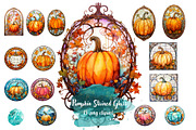 Stained Glass Pumpkins, a Seasonal Illustration by Verdigris Studios (Thumbnail 1 of 3)