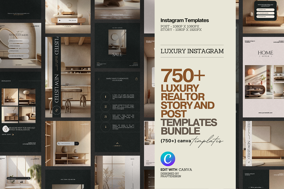 Real Estate Instagram Post + Story, a Social Media Template by Prapti Design (Photo 1 of 9)