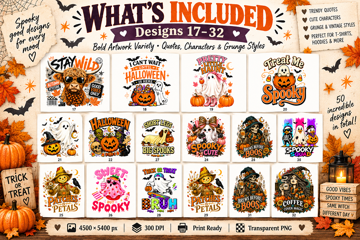 50 Halloween T-Shirt PNG Bundle, an Object Graphic by Designertale (Photo 3 of 11)