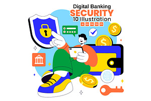 10 Digital Banking Security, a Finance Illustration by denayunebgt