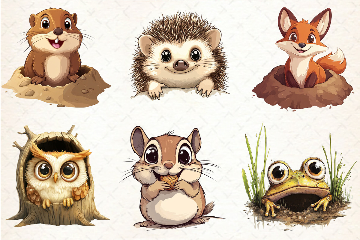 Funny Animals in Hole Clipart, an Illustration by Libby Wishes (Photo 3 of 4)