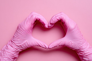 Hands shape a heart on pink, a Photo by Beautiful things