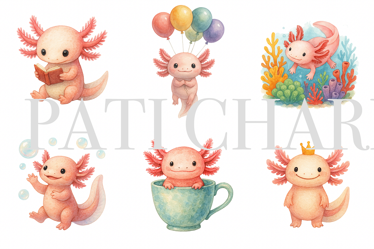 11 Axolotl Clipart, an Animal Illustration by Pati Charm Studio (Photo 2 of 8)