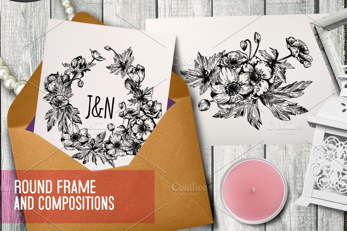 Anemones. Ink flower set, an Illustration by Alena Kaz (Photo 4 of 5)