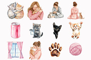 Watercolor Cat Mom Clip Art, an Illustration by Design Market (Thumbnail 2 of 4)