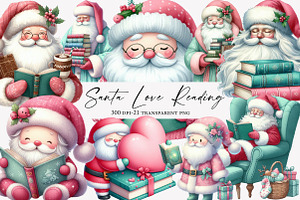 Santa Love Reading Clipart, an Illustration by Designworld
