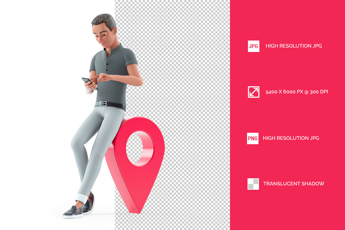 3D Character Man Using Smartphone ne, a Person Illustration by 3DMask