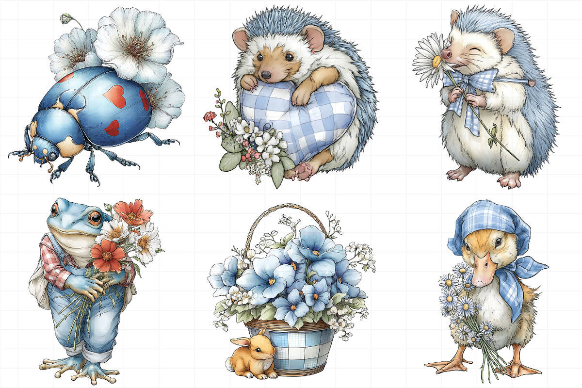 Whimsical Spring Gingham Clipart, an Illustration by Daily.Designs (Photo 3 of 8)