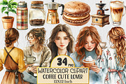 Coffee Lover Watercolor Clipart, a Seasonal Illustration by Rose Art (Thumbnail 1 of 4)