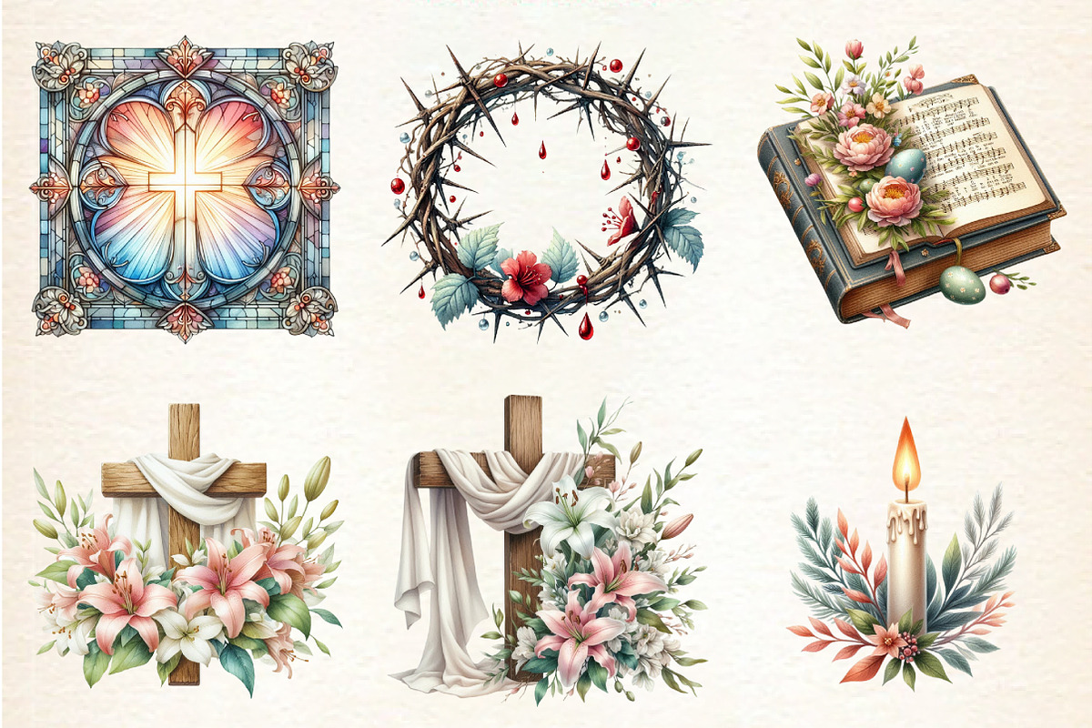 Watercolor Christian Easter Clipart, a Seasonal Illustration by DreamArtGraphic (Photo 4 of 4)