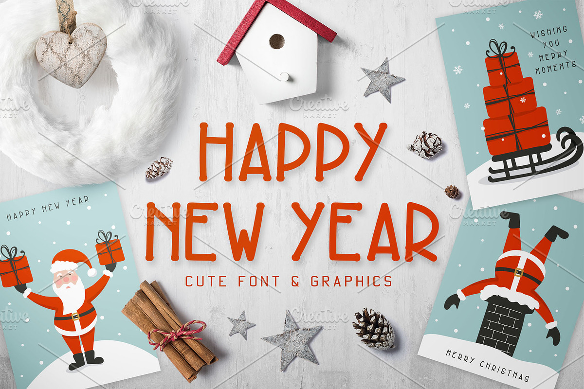 New Year Font and Graphics Pack