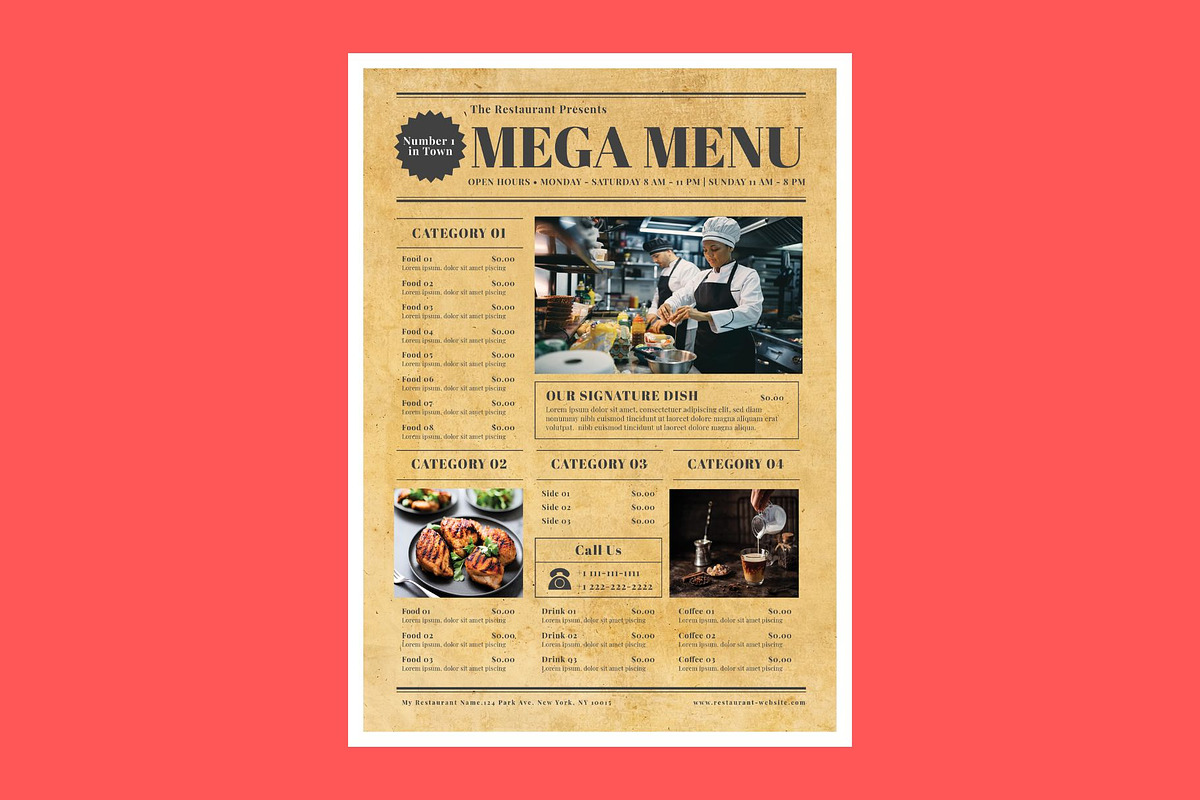 Restaurant Food Menu Flyer, a Flyer Template by Ibnul Jaif Farabi
