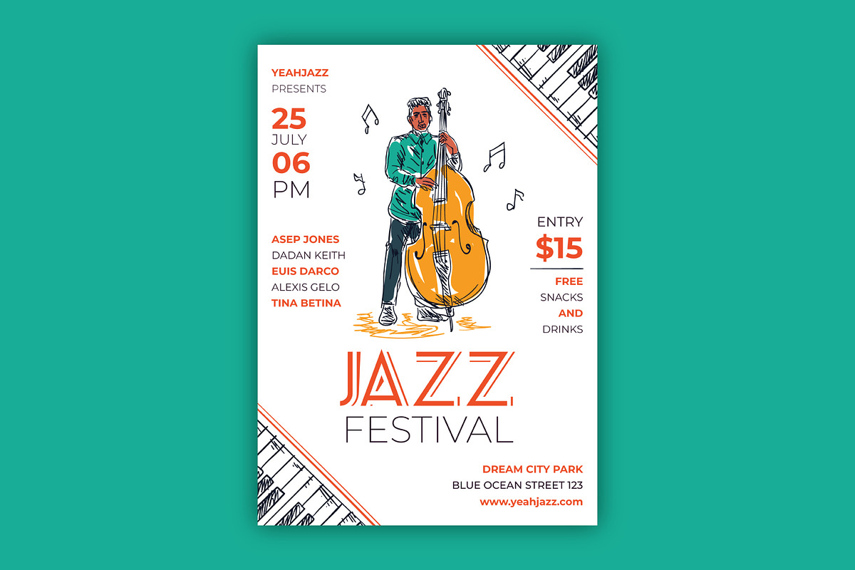 Jazz Festival Flyer, a Flyer Template by serapika (Photo 1 of 3)