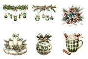 Watercolor Green Plaid Christmas P, a Work Illustration by SinaCreation (Thumbnail 2 of 6)