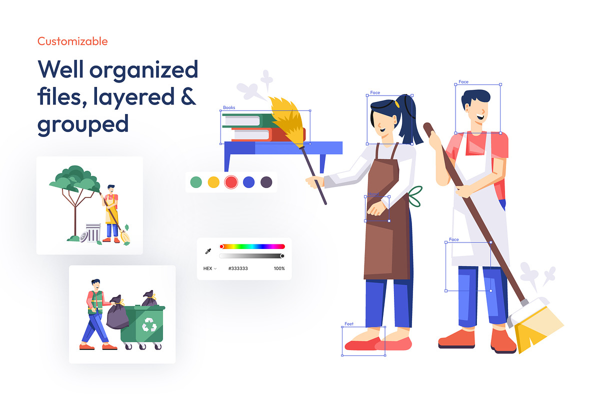 Cleaning Vector Illustration Set
