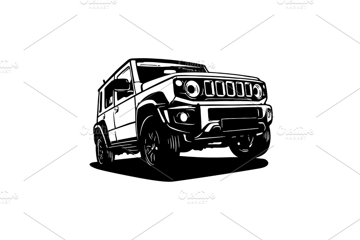 Jimny - Classic Car, Stencil, an Illustration by Digital-Clipart