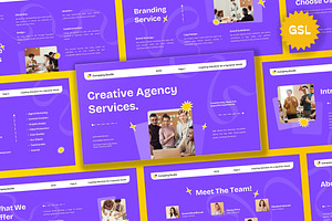 Purple Creative Agency Google Slide, a Presentation Template by Aiyari Graphic