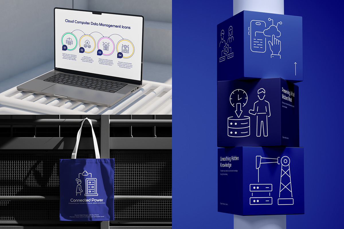 Cloud Network Icons, an Outline Icon by Prosymbols (Photo 4 of 7)