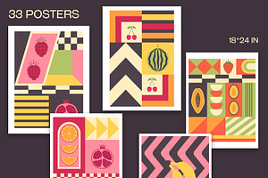 Geometric Retro Fruit Poster Creator