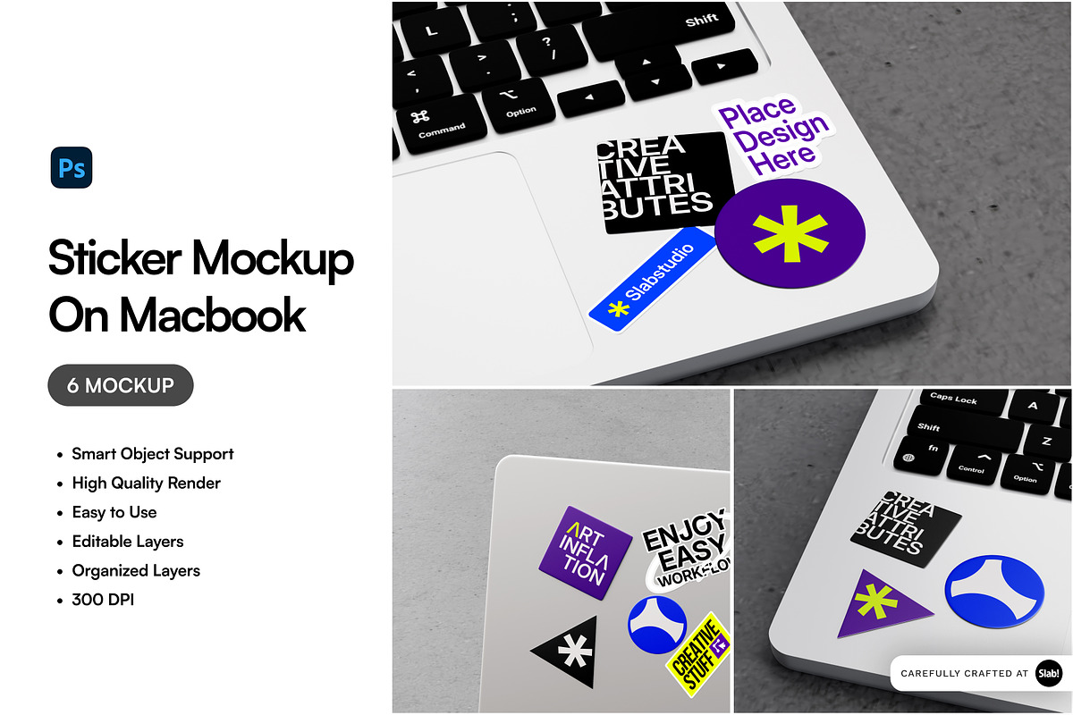 Sticker Mockup On Macbook, a Merchandise Mockup by SLAB! Design (Photo 1 of 8)