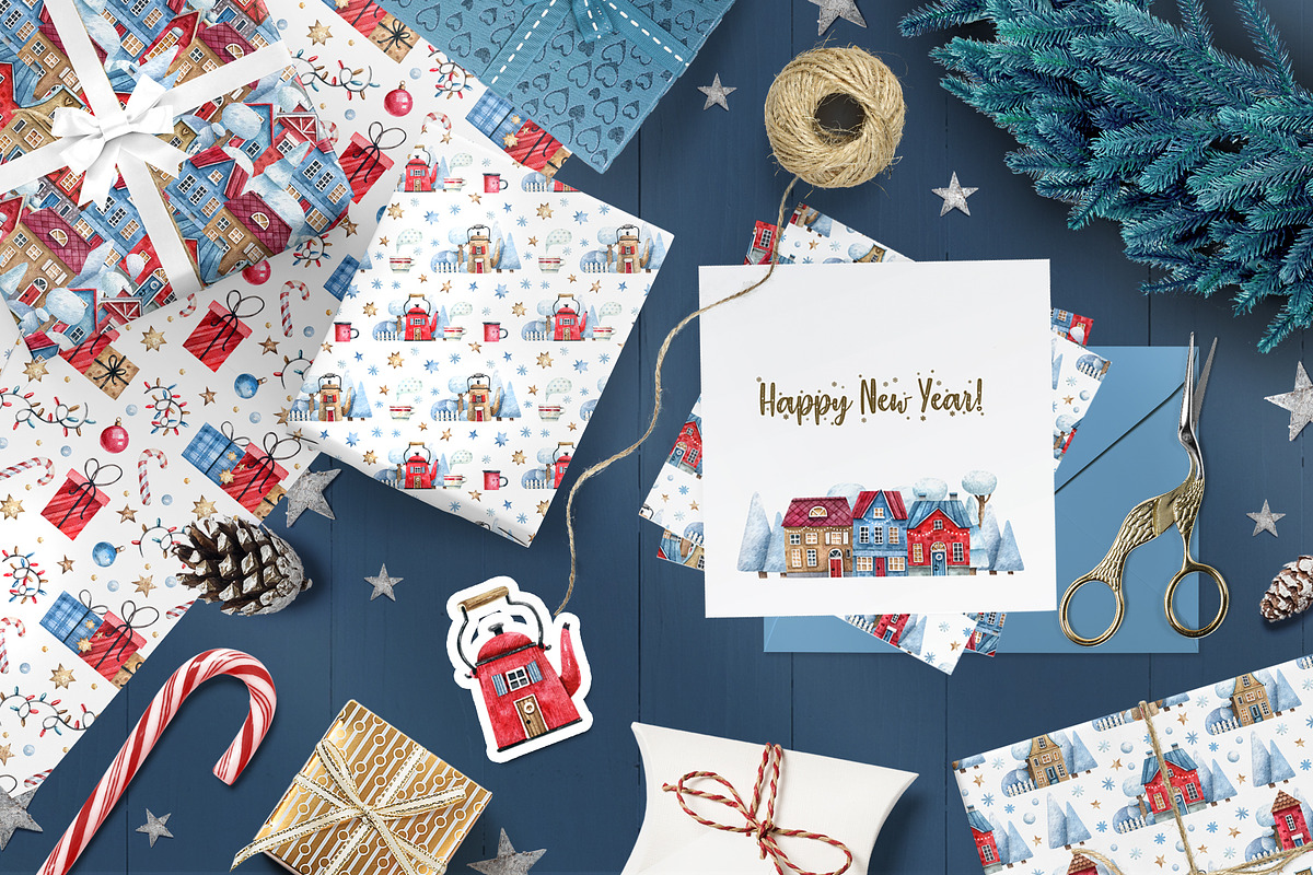 Christmas House, a Texture Illustration by Watercolor by Tonia Tkach (Photo 5 of 7)