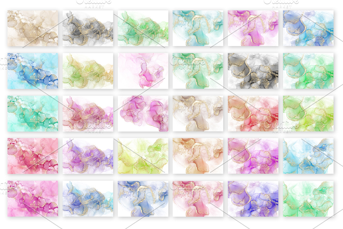 Gold Alcohol Ink Collection, a Background Graphic by JT Digital Studio (Photo 4 of 9)
