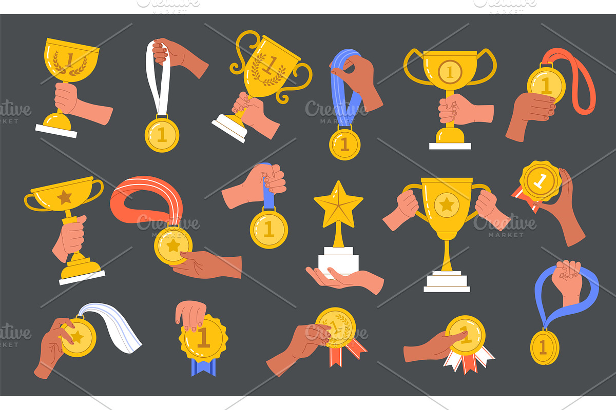 Awards in hands. Sport trophy, a Sport Illustration by Onyx