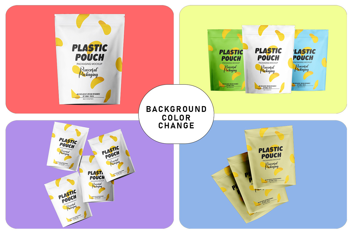 Plastic Stand-Up Pouch Mockup Set, a Packaging Mockup by pixelmock (Photo 19 of 19)