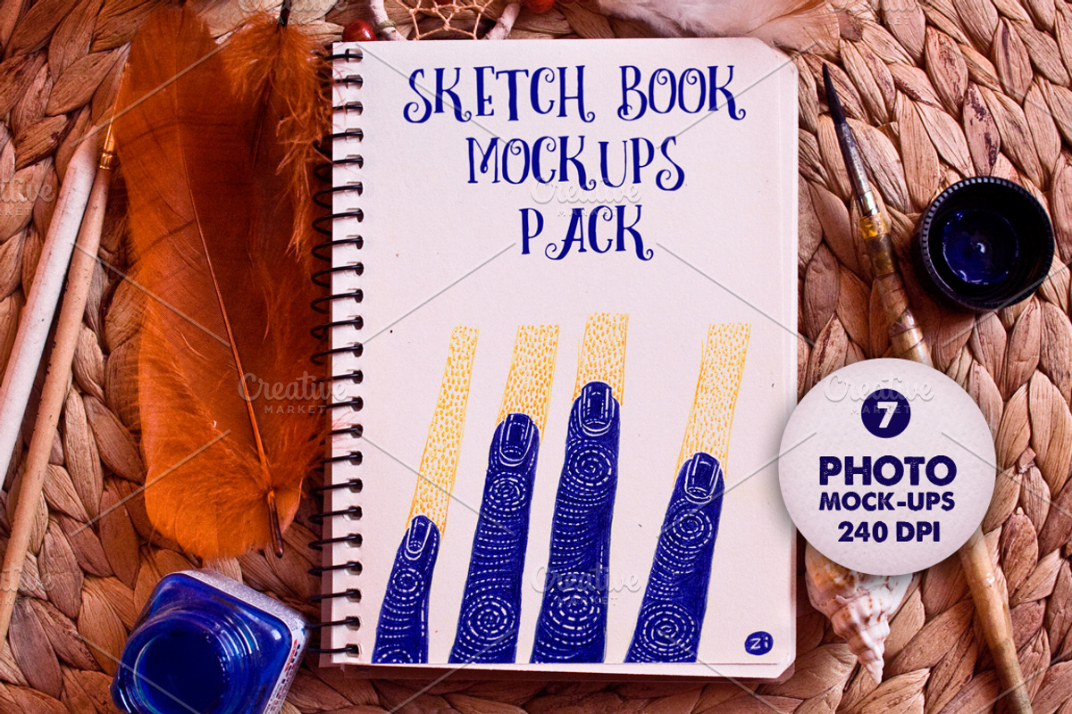Artist Sketch Book Mock-Up, a Print Template by ZiziMarket (Photo 1 of 5)