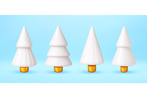 Set of white 3d winter trees with, an Object Illustration by Abscent